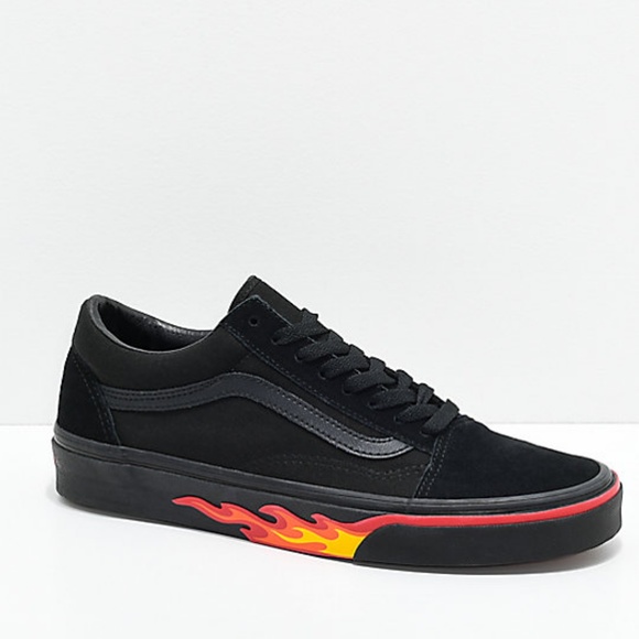 Vans Old Skool Flame Wall Black & Black Shoes Vans Old Skool Flame Wall Black & Black Shoes